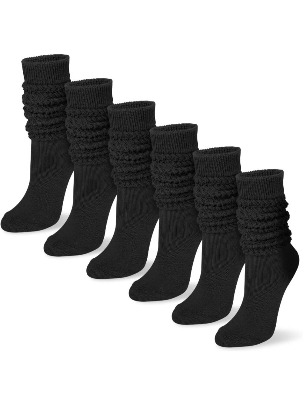 🧦Women's Dark Black 6 Pairs Slouchy Socks Long Knee High Boot Socks